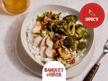 POULET SAUCE KUNG PAO BROCOLIS ET RIZ