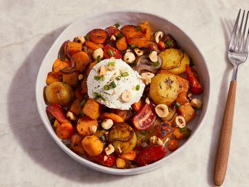 POMME DE TERRE LEGUMES ROTIS ET CHEVRE FRAIS