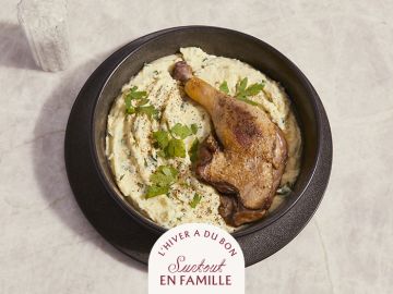 CUISSE DE CANETTE ET PUREE PERSILLEE