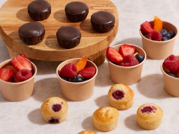 LE MIX VERRINE DE FRUITS, FINANCIERS, FONDANTS AU CHOCOLAT x38